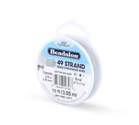 Beadalon 49 Strand Stainless Steel Bead Stringing Wire, .018 in / 0.46 mm, Satin Silver,10 ft / 3.1 m