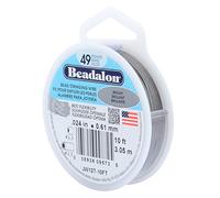 Beadalon 49 Strand Stainless Steel Bead Stringing Wire, .024 in / 0.61 mm, Bright, 10 ft / 3.1 m