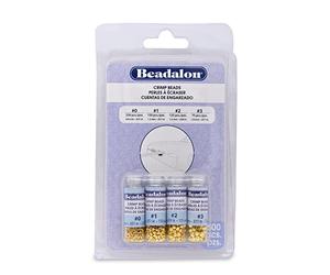 Beadalon 600-Piece Crimp Bead Variety Pack, Gold Plated