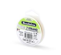 Beadalon 7 Strand Bead Stringing Wire, 0.012 in / 0.30 mm, Gold Color, 100 ft / 31 m