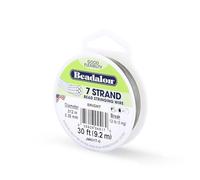Beadalon JW01-T-0 Bead Stringing Wire 7-Strand 0.012" 30 ft (9.1 m) Bright, 012 in / 0.30 mm