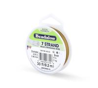 Beadalon 7 Strand Stainless Steel Bead Stringing Wire, 0.018 in / 0.46 mm, Satin Gold, 30 ft / 9.2 m
