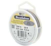 Beadalon JW17T-0 19 Strand Stainless Steel Bead Stringing Wire, Bright, .024 in / 0.61 mm