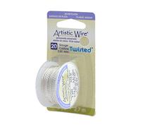 Beadalon Artistic Wire Twisted-Silver-20 Gauge, 3yd, Tarnish Resistant Silver