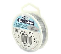 Beadalon 0.38 mm Diameter 9.2 m Reel 49 Strand Wire, Satin Silver