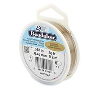 Beadalon 0.46 mm Diameter 9.2 m Reel 49 Strand Wire, Satin Gold