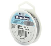 Beadalon JW20T-0 Bead Stringing Wire 49-Strand 0.030" (0.76 mm) 30 ft (9.1 m) Bright