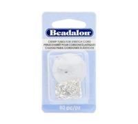 Beadalon Crimp Tubes for Stretch Cord Size 0.5 mm, 1.3 mm, Silver Plated, 80 pc