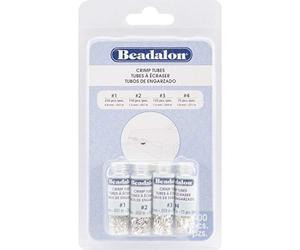 Beadalon Crimp Tubes Variety Pack Sizes 1, 2, 3 & 4 600/Pkg-Silver-Plated