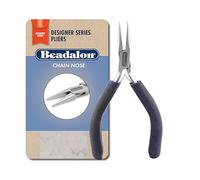 Beadalon Designer Series Chain Nose Pliers, Dark Blue Vinyl-Free Grips, Stainless Steel, Box Joint, Double Leaf Springs, 4.75 in
