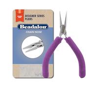 Beadalon Designer Series Chain Nose Pliers, Purple Vinyl-Free Grips, Stainless Steel, Box Joint, Double Leaf Springs, 4.75 in