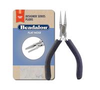 Beadalon Designer Series Flat Nose Pliers, Dark Blue Vinyl-Free Grips, Stainless Steel, Box Joint, Double Leaf Springs, 4.75 in