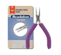 Beadalon Designer Series Flat Nose Pliers, Purple Vinyl-Free Grips, Stainless Steel, Box Joint, Double Leaf Springs, 4.75 in