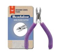 Beadalon Designer Series Glimmer Semi-Flush Cutter, Lavender Speckle Vinyl-Free Grips, Stainless Steel, Box Joint, Double Leaf Springs, 4.75 in