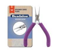 Beadalon Designer Series Round Nose Pliers, Purple Vinyl-Free Grips, Stainless Steel, Box Joint, Double Leaf Springs, 4.75 in