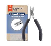 Beadalon Designer Series Semi-Flush Cutter, Dark Blue Vinyl-Free Grips, Stainless Steel, Box Joint, Double Leaf Springs, 4.75 in