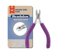 Beadalon Designer Series Semi-Flush Cutter, Purple Vinyl-Free Grips, Stainless Steel, Box Joint, Double Leaf Springs, 4.75 in