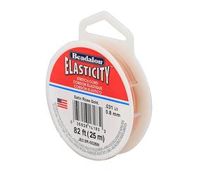 Beadalon Elasticity Stretch Cord, 0.8 mm / .032 in, Satin Rose Gold, 25 m / 82 ft