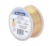 Beadalon German Style Wire for Jewelry Making, Round, Gold Color, 22 Gauge, 500 ft