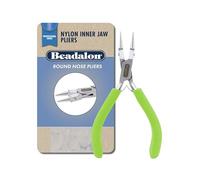 Beadalon Professional Series Nylon Inner Jaw Round Nose Pliers, Lime Green Vinyl-Free Grips, Stainless Steel, Box Joint, Double Leaf Springs, 5.75 in