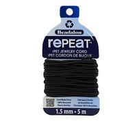 Beadalon rePEaT 100% Recycled Braided Cord, 12 Strand, 1.5mm X 5m, Black