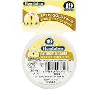 Beadalon 0.38 mm Diameter 9.2 m Reel 19 Strand Wire, Satin Gold