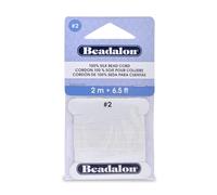 Beadalon White Silk Thread with Needle, Size 2 0.45mm 2m Length