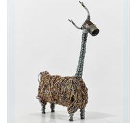 Beaded Alpaca Recycled Metal Art Animal Sculpture Ornament Ecofriendly Rustic Metallic Home Decor made from Upcycled Tools, Nuts and Bolts