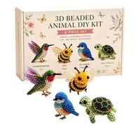 Beaded Animal Kit Three, Dimensional Cute Funny, Instructions Handmade Art Device with Sturdy Build, Modern Cabinet Style, Accessory for Family Friends Professionals Enthusiasts 3.94 × 1.97 inches