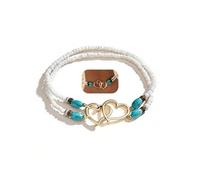 Beaded Ankle Bracelets for Women Waterproof, Boho Colorful Beaded Anklet Bracelets Dainty Double Hollow Hearts Layered Elastic Beads Anklets Summer Beach Foot Bracelet Jewelry Gift, Large, no gemstone