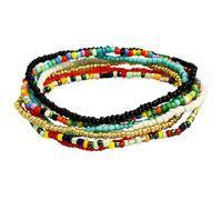 Beaded Anklet 7PCS/Set 8.7 Inch Multicolor Boho Anklets for Women Stretch Seed Beads Funny DIY Rainbow Beaded Bracelet for Foot and Hand Chain Jewelry Anklet