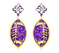 Beaded Baseball Football Earrings for Women - Sports Game Day Handmade Dangle Jewelry - Holiday Party Gifts, Zinc, crystal