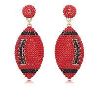 Beaded Baseball Football Earrings for Women - Sports Game Day Handmade Dangle Jewelry - Holiday Party Gifts, Zinc, crystal