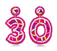 Beaded Birthday Earrings Cake Happy Birthday Earrings Handmade Drop Dangle Earrings Celebration Birthday Party Jewelry, L, Beads, No Gemstone