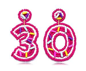 Beaded Birthday Earrings Cake Happy Birthday Earrings Handmade Drop Dangle Earrings Celebration Birthday Party Jewelry, L, Beads, No Gemstone