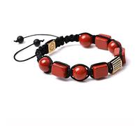 Beaded Bracelets, Bracelets Natural Red Jasper Stone Beads Gold Rectangle Pendant Bangles Adjustable Crystal Reiki Crystal Jewelry for Men Women