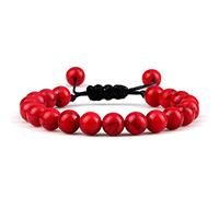 Beaded Bracelets,Braided Bracelets Natural Black Pine Red Stone Beads Bangles Adjustable Chakra Bracelet Reiki Crystal Jewelry for Men Women