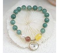 Beaded Bracelets,Feng Shui Wealth Natural Seashell Long-Life Lock Beaded Jade Bangle Chakra Crystal Green Jade Amulet for Prosperity Longevity Good Luck Money (Color : Jade) (Color