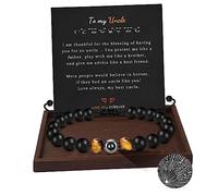 Beaded Bracelets for Men 100 Language I Love You Gifts for Him Projection Bracelets for Dad Grandpa Brother Son Husband Grandson Tiger Eye Bracelet Men Adjustable Matte Black Link Birthday Christmas