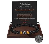 Beaded Bracelets for Men 100 Language I Love You Gifts for Him Projection Bracelets for Dad Grandpa Brother Son Husband Grandson Tiger Eye Bracelet Men Adjustable Matte Black Link Birthday Christmas