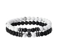 Beaded Bracelets for Men, 2Pcs 8mm Handmade Natural Stone Beaded Bracelets for Women,Tiger Eye Stone Lava Stretch Bangle Fashion Jewellry Gift for Mothers Day Fathers Day Birthday,Anniversary Or Da