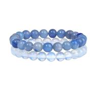 Beaded Bracelets for Men, 2Pcs Handmade Natural Stone Beaded Bracelets for Women, Blue Aventurine Tiger Eye Stone Stretch Crystal Bangle Spiritual Jewellry Gift for Mums Dads Friends Colleagues Or Da
