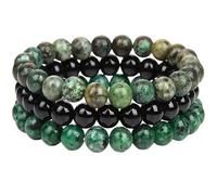 Beaded Bracelets for Men, 3Pcs Handmade Natural Stone Beaded Bracelets for Women, Meditation Yoga Stretch Crystal Bangle Spiritual Jewellry Gift for Mums Dads Friends Colleagues Or Daily Life 8mm I