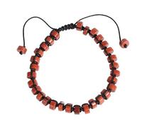 Beaded Bracelets For Men, 6mm Natural Agate Beaded Braided Bracelets for Women, Handmade Adjustable Boho Yoga Wristband bangle Fashion Jewellry Gift for Mums friends colleagues lover Red Jasper