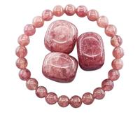 Beaded Bracelets For Men, 8Mm Handmade Natural Stone Beaded Bracelets For Women,Amethyst Tiger Eye Stone Beads Stretch Crystal Wristband Simple Jewellry Gift For Mums Friends Colleagues Strawberry Q