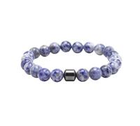 Beaded Bracelets for Men, 8mm Handmade Natural Stone Beaded Bracelets for Women,Tiger Eye Stone Lava Stretch Crystal Bangle Luck Jewellry Gift for Your Family Friends Colleagues Or Daily Life Whi
