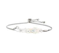 Beaded Bracelets for Men,Adjustable Pull-Out Chain Natural Gemstone Stone Crystal Irregular Gravel Relief Reiki Yoga Beaded Bracelets,Energy Jewellery for Women Men Opal Steel Color
