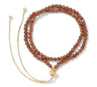 Beaded Bracelets for Men,Adjustable Pull-Out Niche Design 4Mm Natural Gemstone Crystal Fine Beads Relief Reiki Yoga Bracelets,Energy Jewellery for Women Gold Sand