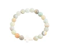 Beaded Bracelets For Men, Christian Cross Beaded Bracelets For Women Men Natural Stone Crucifix Bangle Stretch Crystal Wristband Jesus Easter Christian Gifts Religious Jewellry Amazon Stone