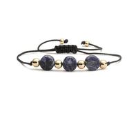 Beaded Bracelets for Men,Hand-Woven Adjustable 10Mm Natural Gemstone Stone Crystal Round Bead Spacers Relief Reiki Yoga Elastic Beaded Bracelets,Energy Jewellery for Women Men Blue Stripes